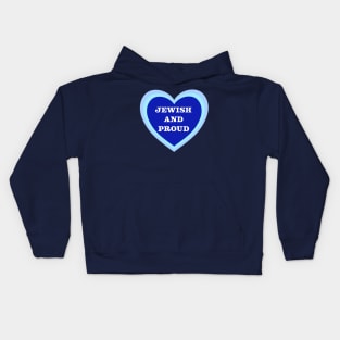 "Jewish and Proud" Retro Blue Heart Design, made by EndlessEmporium Kids Hoodie